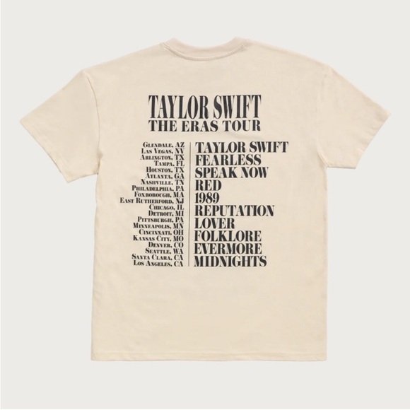 Taylor Swift The Eras Tour Cream T-Shirt Small - Picture 2 of 7